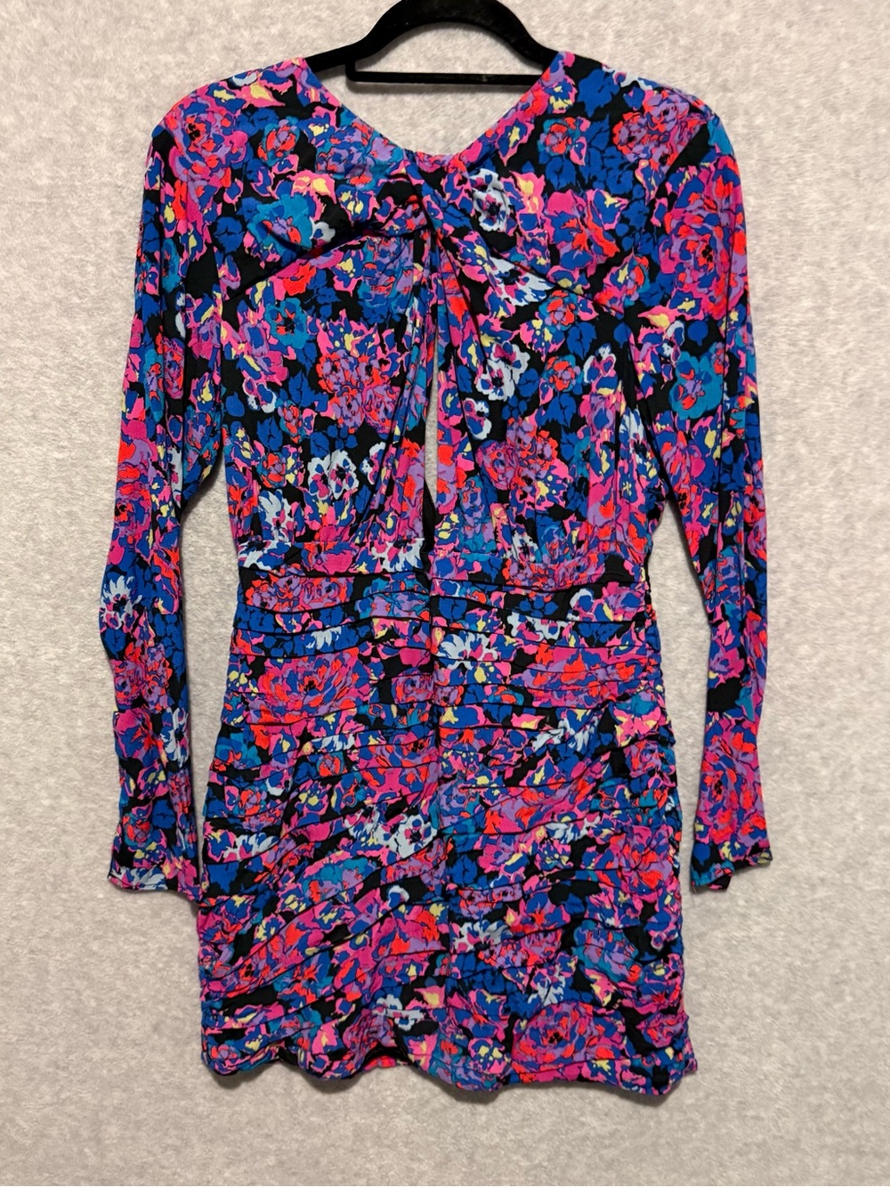 Zara Pink and Blue Floral Long Sleeve Mini Dress